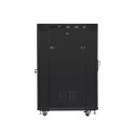 Free-standing cabinet 19 inches 22U 600x800 glass doors LCD (flat pack) v2 black