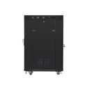 Free-standing cabinet 19 inches 22U 600x800 glass doors LCD (flat pack) v2 black