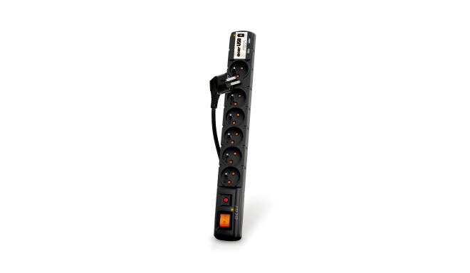 Acar USB 3m cable, 6 outlets, surge protection, 2x USB, black color