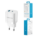 Forever TC-05 GaN PD QC charger 1x USB-C 1x USB 33W white