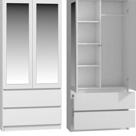 Topeshop SS-90 BIEL LUSTRO bedroom wardrobe/closet 5 shelves 2 door(s) White