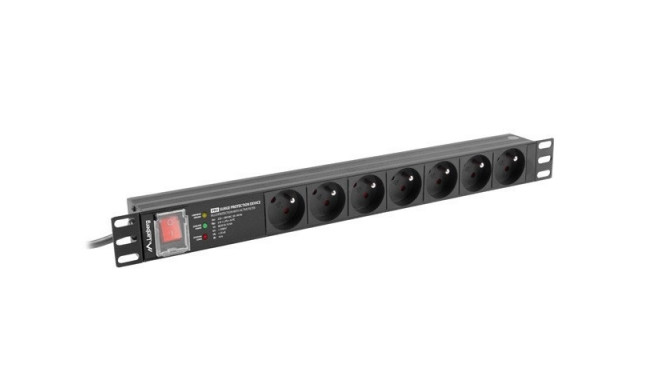 LANBERG POWER STRIP PDU RACK 19" (1U, 16A, 7X 230V PL, 2m)