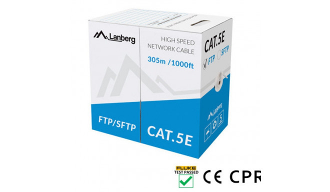 LAN CABLE CAT.5E SFTP 305M SOLID CU CPR + FLUKE PASSED GREY LANBERG