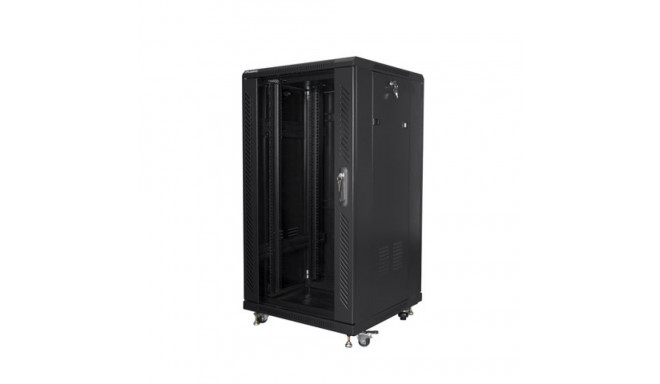 RACK CABINET 19" FREE-STANDING 22U/600X600 (FLAT PACK) BLACK LANBERG