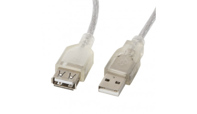 USB-A M/F 2.0 CABLE 1.8M TRANSPARENT FERRITE LANBERG