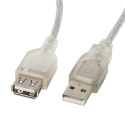 USB-A M/F 2.0 CABLE 1.8M TRANSPARENT FERRITE LANBERG