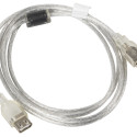 USB-A M/F 2.0 CABLE 1.8M TRANSPARENT FERRITE LANBERG