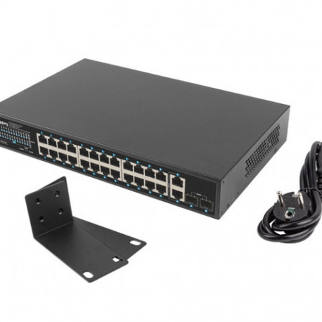 SWITCH LANBERG 24X 1GB POE+/2X GB 2X SFP RACK 19" GIGABIT ETHERNET 360W