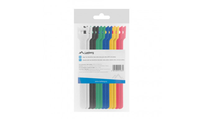 VELCRO CABLE TIES 12MMX15CM 12PIECES WHITE, BLACK, GREEN, BLUE, YELLOW, RED LANBERG