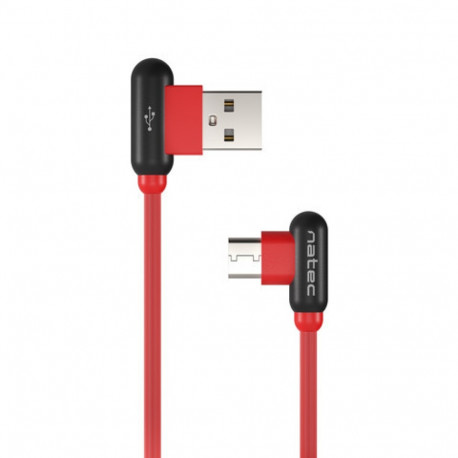USB-C(M)->USB-A(M) 2.0 CABLE 1M ANGLED LEFT/RIGHT RED NATEC PRATI