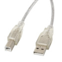 Lanberg kaabel USB-A (M) - USB-B (M) 2.0 Ferrite 3m, läbipaistev