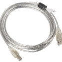 Lanberg kaabel USB-A (M) - USB-B (M) 2.0 Ferrite 3m, läbipaistev