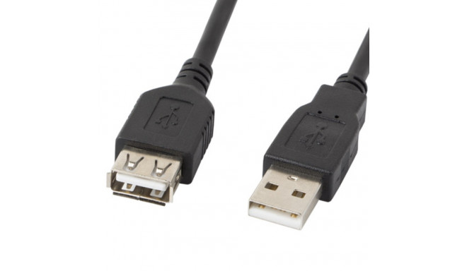 USB-A M/F 2.0 CABLE 3M BLACK LANBERG