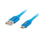 USB MICRO(M)->USB-A(M) 2.0 CABLE 1M BLUE PREMIUM QC 3.0 LANBERG
