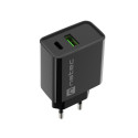USB CHARGER NATEC RIBERA 1X USB-A + 1X USB-C 20W BLACK