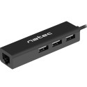 Natec USB 2.0 hub Dragonfly  3-port + RJ45