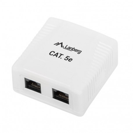 SURFACE-MOUNT BOX CAT.5E UTP UNSHIELDED 2X RJ45 WHITE LANBERG
