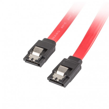SATA DATA III (6GB/S) F/F CABLE 50CM METAL CLIPS RED LANBERG