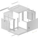 RACK CABINET 19" WALL-MOUNT 9U/600X600 FOR SELF-ASSEMBLY WITH METAL DOOR GREY LANBERG (FLAT PACK)