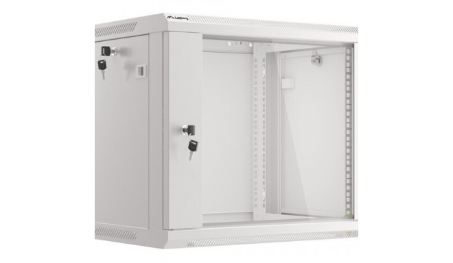 RACK CABINET 19" WALL-MOUNT 9U/600X450 (FLAT PACK) WITH GLASS DOOR GREY LANBERG V2