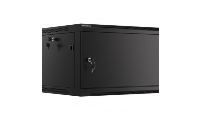 RACK CABINET 19" WALL-MOUNT 6U/600X600 (FLAT PACK) WITH METAL DOOR BLACK LANBERG