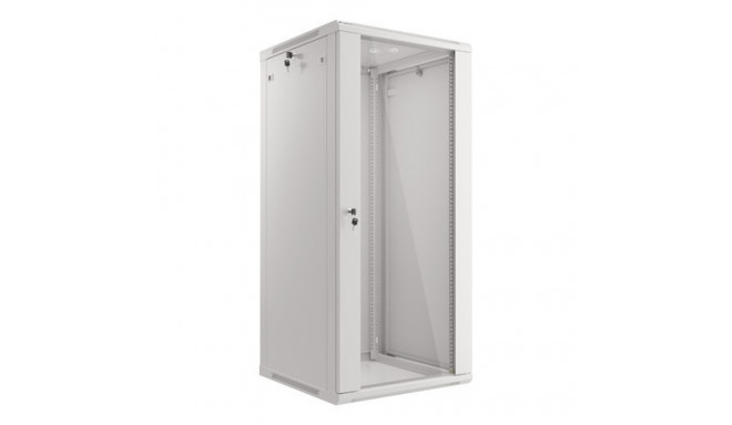 RACK CABINET 19" WALL-MOUNT 27U/600X600 (FLAT PACK) WITH GLASS DOOR GREY LANBERG V2