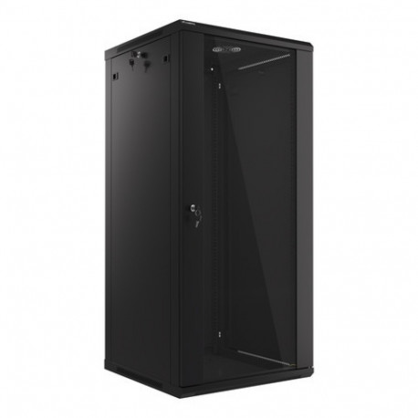 Lanberg rack-kapp V2 19" seinakinnitusega 27U/600X600 lamedapakendis klaasuksega, must