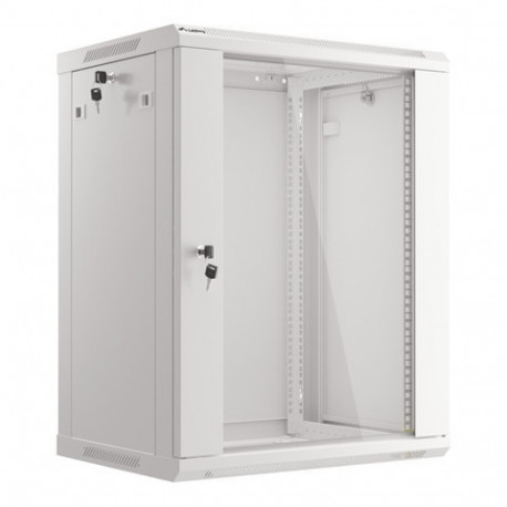 RACK CABINET 19" WALL-MOUNT 15U/600X450 (FLAT PACK) WITH GLASS DOOR GREY LANBERG V2