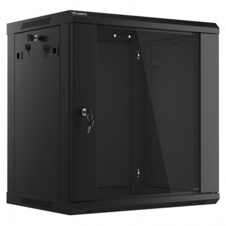 RACK CABINET 19" WALL-MOUNT 12U/600X450 (FLAT PACK) WITH GLASS DOOR BLACK LANBERG V2