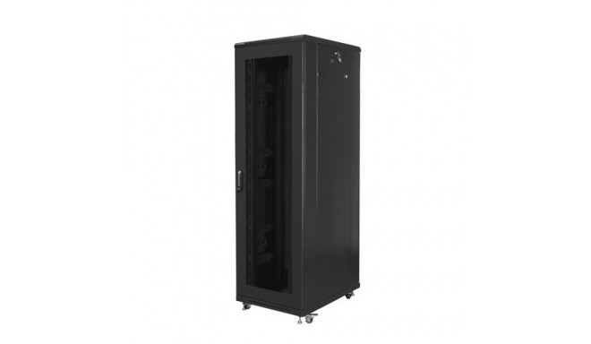 RACK CABINET 19" FREE-STANDING 42U/800X800 (FLAT PACK) WITH MESH DOOR BLACK LANBERG