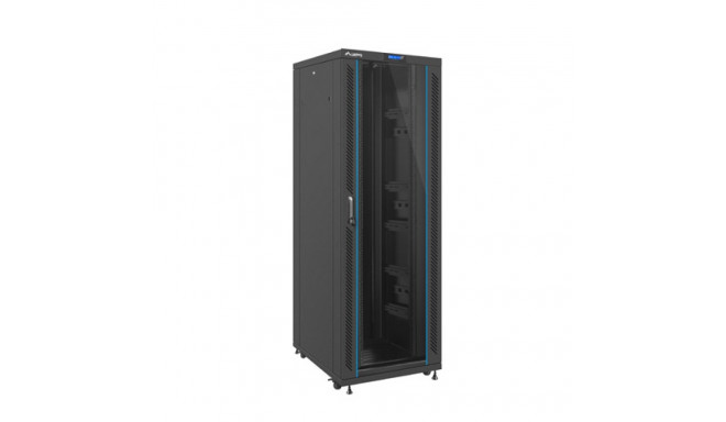 RACK CABINET 19" FREE-STANDING 37U/800X1000 (FLAT PACK) WITH GLASS DOOR LCD BLACK LANBER