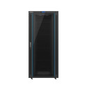 RACK CABINET 19" FREE-STANDING 37U/800X1000 (FLAT PACK) WITH GLASS DOOR LCD BLACK LANBER