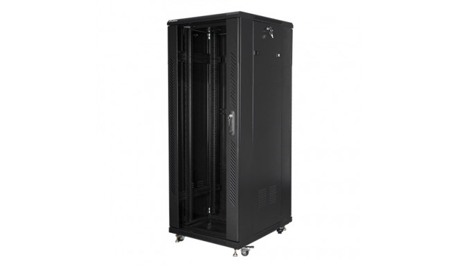 RACK CABINET 19" FREE-STANDING 32U/600X800 (FLAT PACK) WITH GLASS DOOR BLACK LANBERG