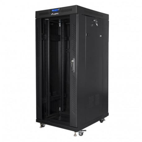 RACK CABINET 19" FREE-STANDING 27U/800X1200 (FLAT PACK) WITH GLASS DOOR LCD BLACK LANBERG