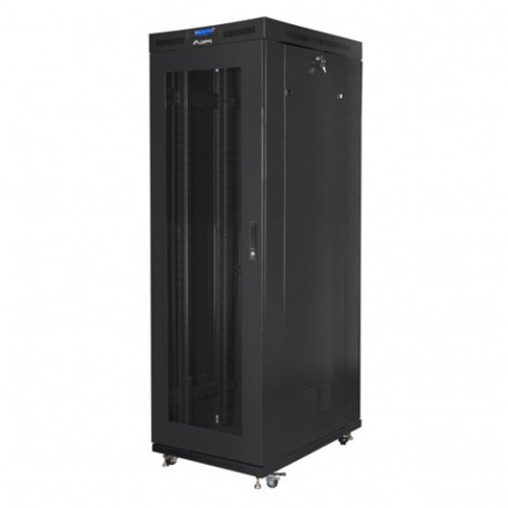 RACK CABINET 19" FREE-STANDING 27U/800X1000 (FLAT PACK) WITH GLASS DOOR LCD BLACK LANBERG V2