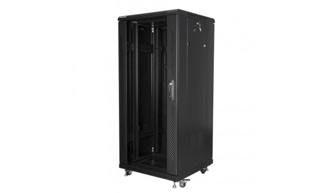 RACK CABINET 19" FREE-STANDING 27U/600X600 (FLAT PACK) BLACK LANBERG