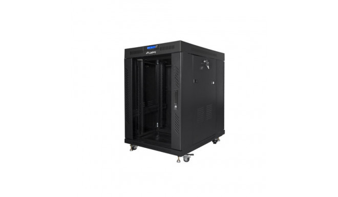 RACK CABINET 19" FREE-STANDING 15U/800X1000 (FLAT PACK) WITH GLASS DOOR LCD BLACK LANBERG V2