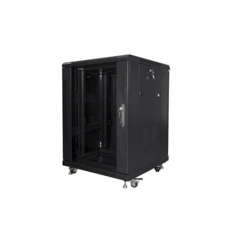RACK CABINET 19" FREE-STANDING 15U/600X600 (FLAT PACK) BLACK LANBERG