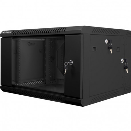 RACK CABINET 19" DOUBLE-SECTION WALL-MOUNT 6U/600X600 (FLAT PACK) BLACK LANBERG