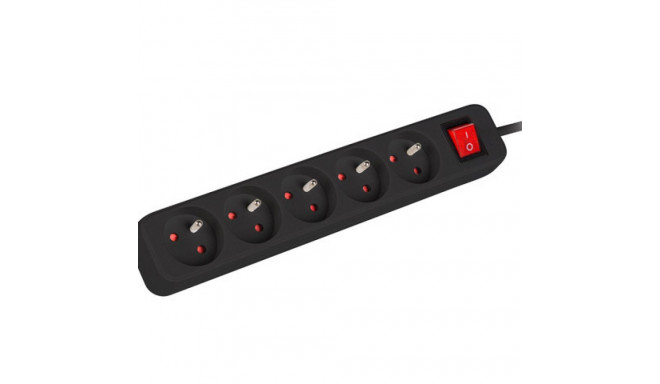 POWER STRIP LANBERG 1.5M 5X FRENCH OUTLETS WITH SWITCH QUALITY-GRADE COPPER CABLE BLACK