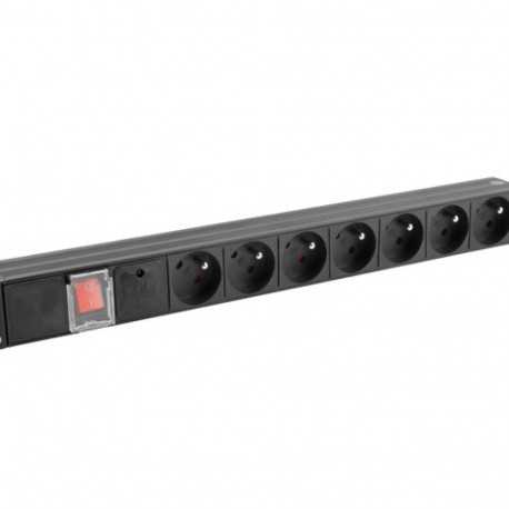 Lanberg voolujaotusseade 19" 1U 10A 2M 7X Prantsuse pistikupesa C14, must
