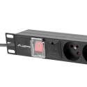 POWER DISTRIBUTION UNIT (PDU) 19" LANBERG 1U 10A 2M 4X FRENCH OUTLETS 4X IEC C13 OUTLETS BLACK C14