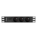 POWER DISTRIBUTION UNIT (PDU) 10" LANBERG 1U 16A 2M 3X FRENCH OUTLETS BLACK