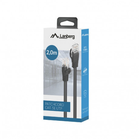 PATCHCORD CAT.5E UTP 2M BLACK FLUKE PASSED BOX LANBERG