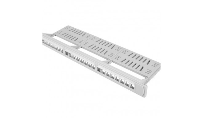 PATCH PANEL BLANK 24 PORT 1U WITH ORGANIZER FOR KEYSTONE MODULES GREY LANBERG