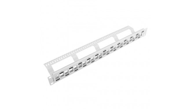PATCH PANEL BLANK 24 PORT 1U STAGGERED WITH ORGANIZER FOR KEYSTONE MODULES GREY LANBERG
