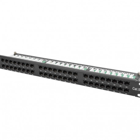 Lanberg patch-paneel 48 porti 1U 19" CAT.5E UTP, must