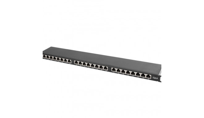 PATCH PANEL 24 PORT 0.5U 19" CAT.6 FTP WITH CABLE ORGANIZER SHIELDED BLACK LANBERG