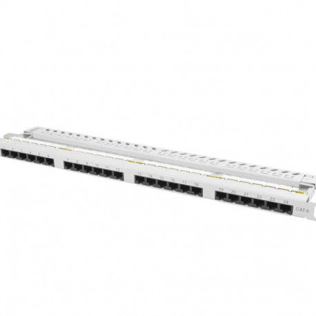 PATCH PANEL 24 PORT 0.5U 19" CAT.6 UTP WITH CABLE ORGANIZER GREY LANBERG