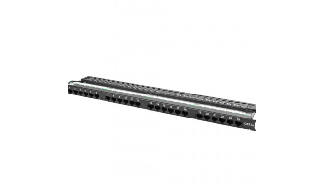PATCH PANEL 24 PORT 0.5U 19" CAT.5E UTP WITH CABLE ORGANIZER BLACK LANBERG